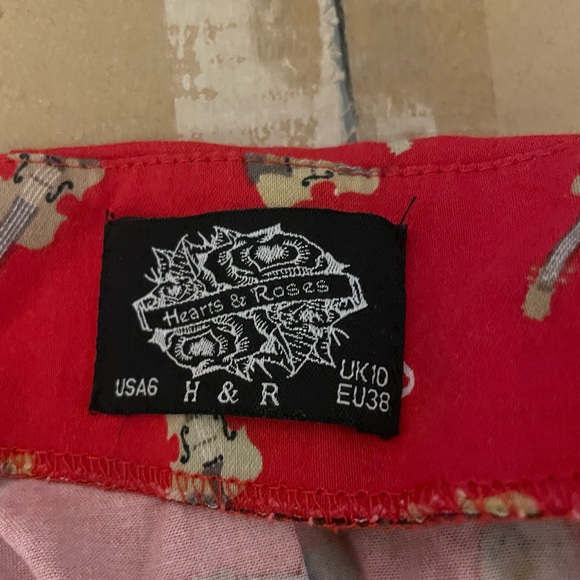 Hearts and Roses Red Lace Up Back Dress with Violins - Picture 5 of 5